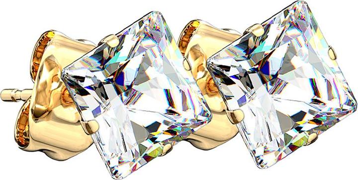 Star Piercing Ohrstecker vergoldet mit quadratischem Kristall silber (Chirurgenstahl 316L)