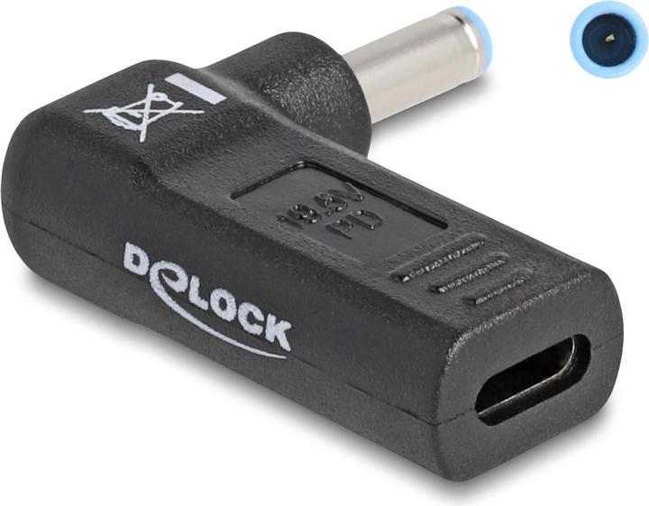 Productafbeelding Delock Adapter USB-C naar HP 4,5 x 3,0 mm 90° schuin (USB Type-C, 3.80 cm)