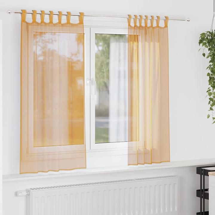 Produktbild VidaXL Voile Vorhänge mit Schlaufen 2 Stk. Orange 140x175 cm (140 x 175 cm)