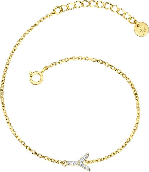 Image du produit Glanzstücke München Femme lettre Y argent sterling zirconium or jaune 17,0 cm longueur de base + 3,0 cm extension - (17 cm, Argent Sterling)