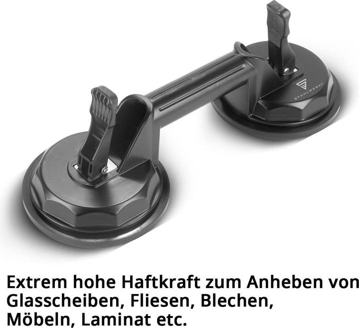 Actual product image Stahlwerk Double suction lifter with 135 kg load capacity and 2 x 12.5 cm | 5" diameter (135 kg)