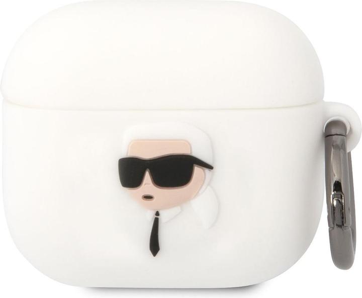 Image du produit Karl Lagerfeld KLA3RUNIKH Coque AirPods 3 blanche/blanche Silicone Karl Head 3D (Sac pour écouteurs)
