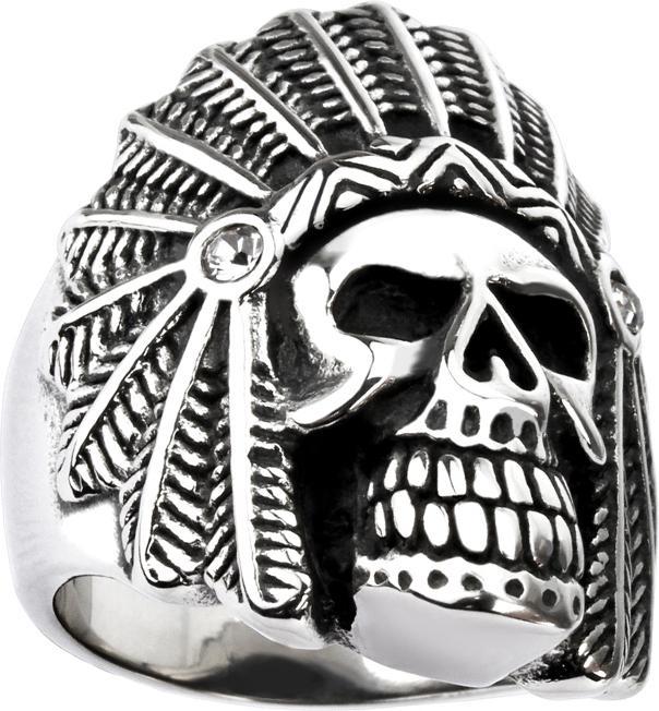 Produktbild Star Piercing Ring silber Apache Totenkopf mit Kristall silber (69, 925 Silber)