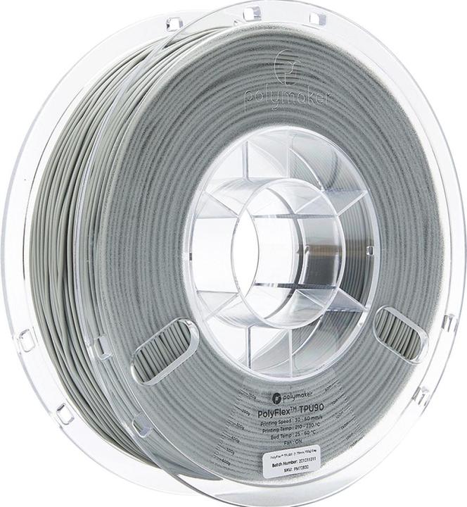 Actual product image Polymaker PolyFlex TPU-90A Grey 1.75mm 750g (TPU, 1.75 mm, 750 g, Grey)