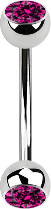 Produktbild Star Piercing Micro Banane silber mit zwei Kugeln Kristall fuchsia (Chirurgenstahl 316L)