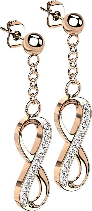 Star Piercing Ohrstecker rosegold Kugel Anhänger Unendlich mit Kristallen (ohne Messing, Chirurgenstahl 316L)