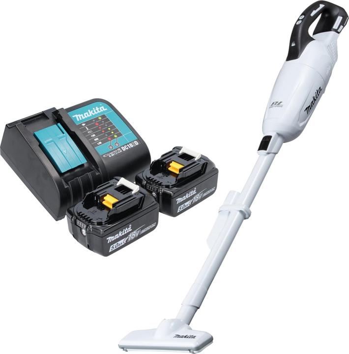 Actual product image Makita DCL 281 FSTW Akku Staubsauger 18 V weiss Brushless + 2x Akku 5,0 Ah + Ladegerät