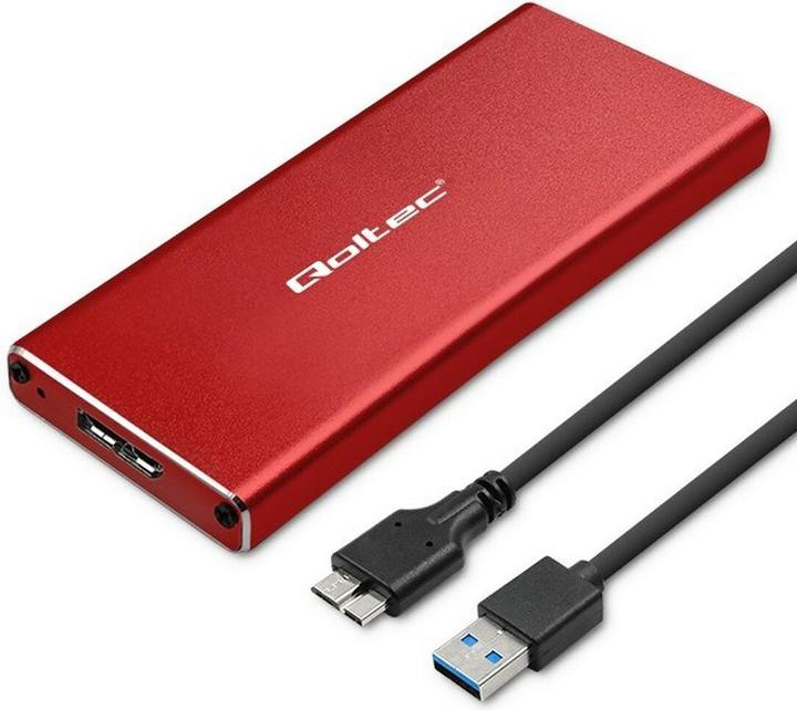 Qoltec Aluminiowa Obudowa | Kieszeń na dysk M.2 SSD | SATA | NGFF | USB 3.0 | Super speed | 2TB | (M.2)