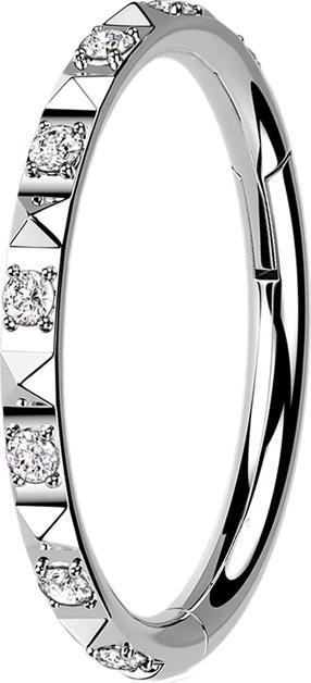 Image du produit Star Piercing Micro anneau segment pliable argent latéral pyramides et cristaux argent (Titane G23, sans laiton)