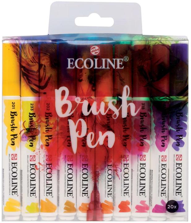 Actual product image Talens Brush pen Ecoline set of 20, line width: B, Brush (Multicoloured, 20 x)