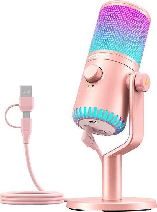 Actual product image Maono DM30RGB Microphone Pink