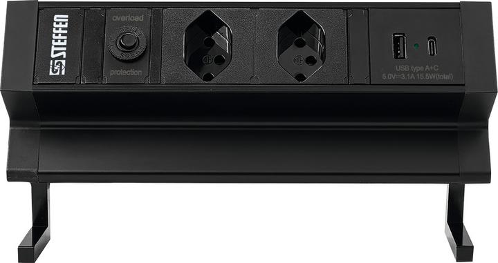 Image du produit Steffen Alu Desk (4 x, Type 13, USB-A, USB-C, 1.50 m)