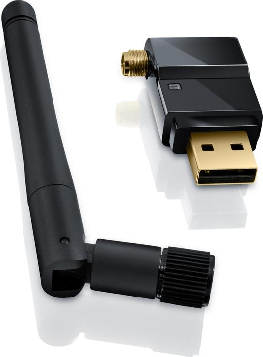 Actual product image CSL WLAN USB adapter 300 Mbit/s WiFi stick with antenna 802.11n/b/g, SMA, long range, Windows 11 (USB 2.0)
