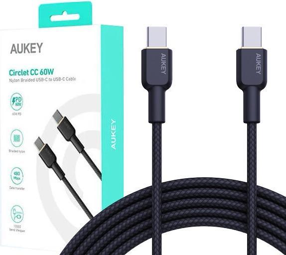 Aukey USB-C - USB-C cable, PD 60W, 1.8 m (1.80 m, USB 3.2 Gen 1, 60 W)