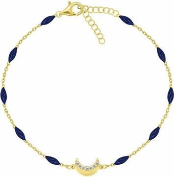 Immagine prodotto Brilio Silver - Gold Plated Bracelet with Dark Blue Moon Beads BRC183YB