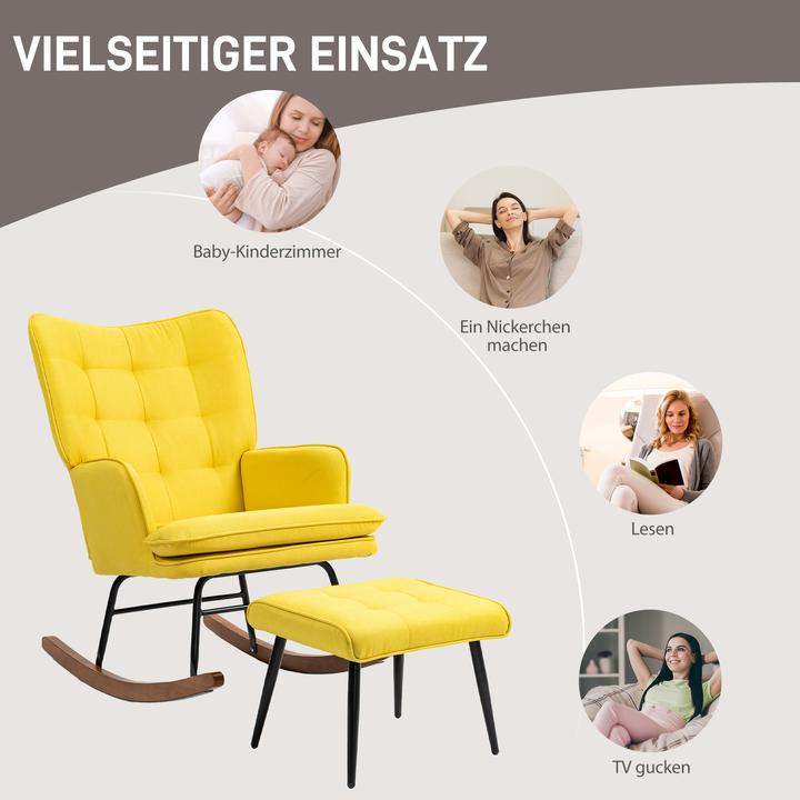 Produktbild Homcom Schaukelstuhl mit Hocker und hoher Rückenlehne