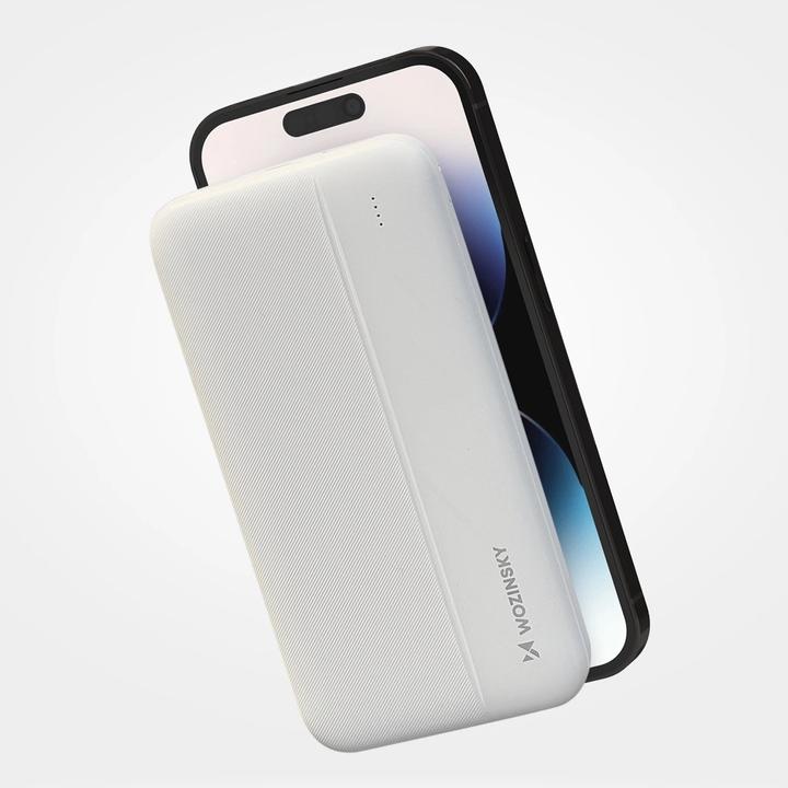 Actual product image Wozinsky powerbank Li-Po 10000mAh 2 x USB white (WPBWE1) (10000 mAh, 10 W, 10 Wh)