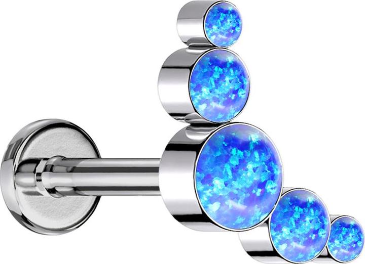 Immagine prodotto Star Piercing Labret Micro Threadless argento cinque opali blu (Titanio G23, senza ottone)