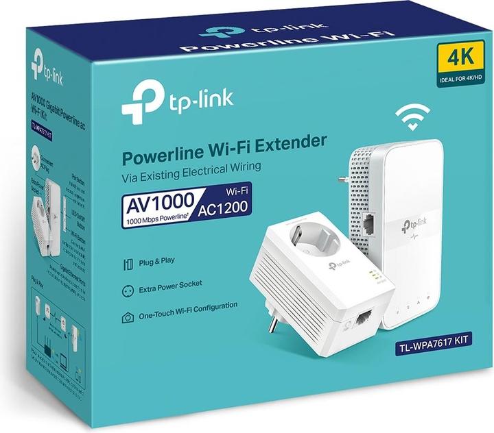 Produktbild TP-Link AV1000 Gigabit Passthrough Powerline ac Wi-Fi Kit TL-WPA7617 KIT mit TL-PA7017P 10 (1200 Mbit/s)