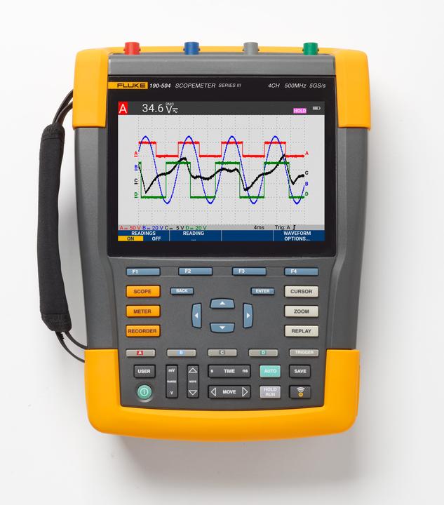 Actual product image Fluke 190-504-III-S Hand-held oscilloscope (scope-meter) 500MHz 4-channel 5 GSa/s 30 kpts 8 bit 1 set (CAT IV 600V, CAT III 1000V)