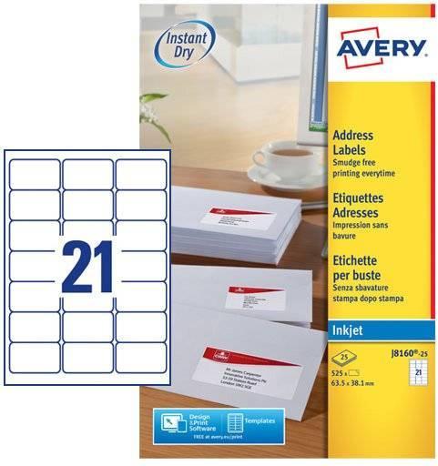 Image du produit Avery J8160-25 étiquette de correspondance Blanc