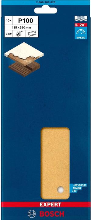 Actual product image Bosch Professional Zubehör EXPERT C470 Sanding paper with 14 holes for orbital sanders, 115 x 280 mm, G 100, 10 pcs. (100)