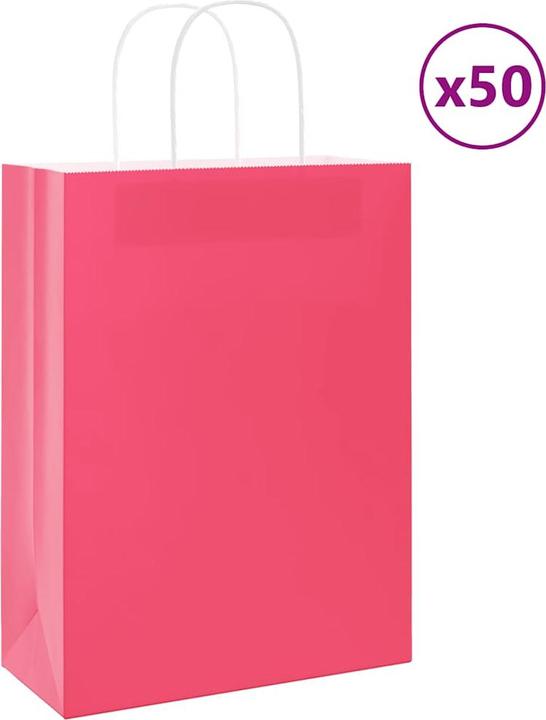 Image du produit VidaXL Sacs en papier kraft 50 pcs. avec anse Rose 26x12x35 cm Sac en papier (Pochette cadeau, 50 x)