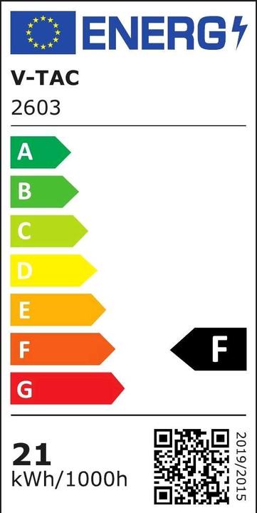 Energy Label V-TAC VT2110 LED Strip 700 LEDs 24V IP20 4000K CRI90 Real Colour Series 5m (Neutral White, 500 cm, Indoor)