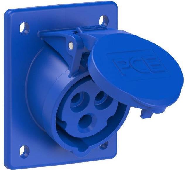 Productafbeelding PCE 413-6 Aansluitdoos schuin 16A 3p 6h IP44/54 (flens 70x85 - gatafstand 50x65)