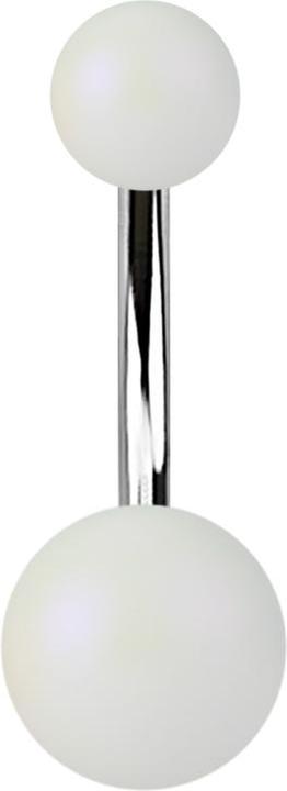 Star Piercing Banane silber mit zwei Kugeln Perglanz matt weiss (Acryl, ohne Messing, Chirurgenstahl 316L)