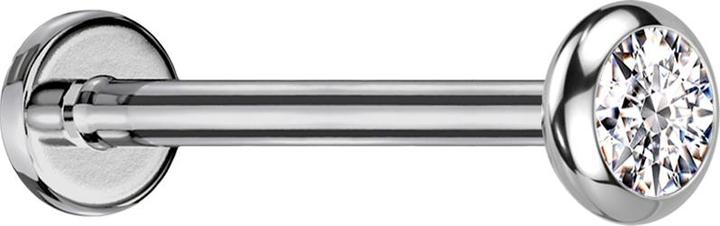 Produktbild Star Piercing Micro Threadless Labret silber Scheibe abgerundet Kristall silber (Titan G23, ohne Messing)