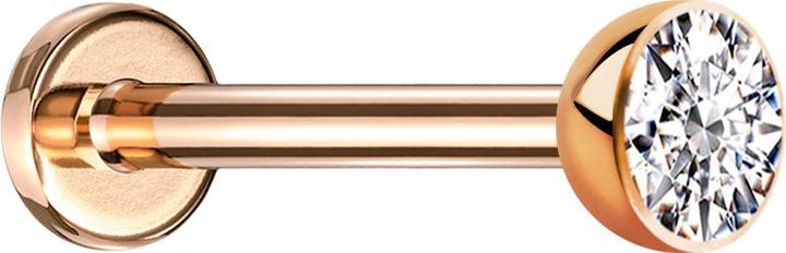 Actual product image Star Piercing Micro Threadless Labret rosegold Halbkugel mit Kristall silber (Titanium G23, without brass)