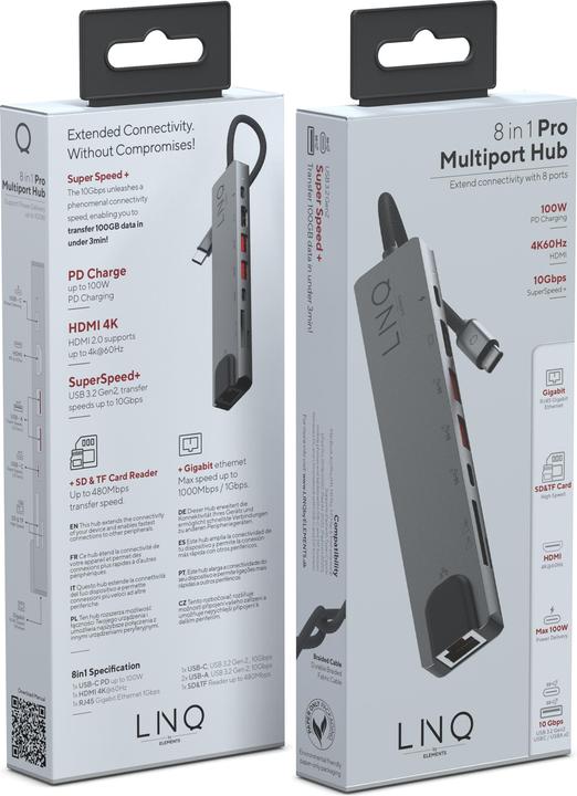 Actual product image LINQ Connects 8 in 1 Hub Pro (USB-C, 1 Ports)