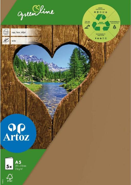 Image du produit Artoz Carte vierge Green Line A5, 5 pièces, marron (5 pcs)