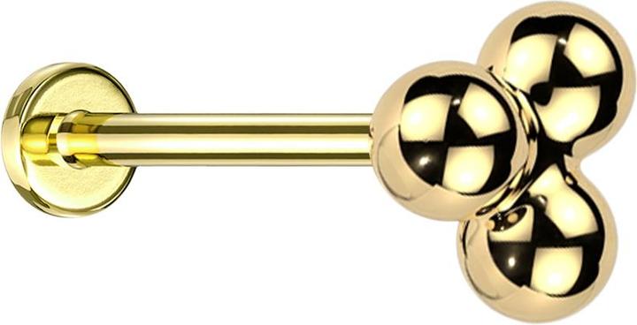 Actual product image Star Piercing Micro Threadless Labret vergoldet drei Kugeln (without brass, Titanium G23)