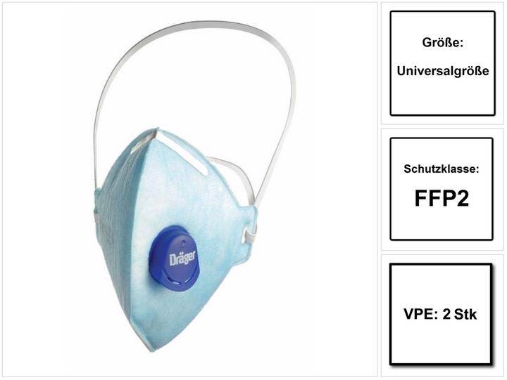Actual product image Dräger X-plore 1720 NR D V Half mask 2 pieces ( 3951084 ) FFP2 Particle filtering Universal size with (FFP2, 1 x)