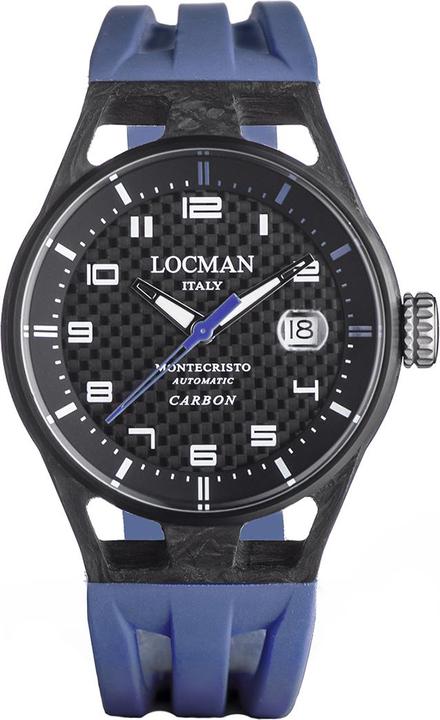 Locman Italy Herrenuhr Montecristo Carbon blau Automatik Ref. 0544 (Uhr mit Schmuckstein, 41 mm)