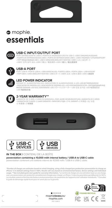 Produktbild mophie Essentials Powerstation 10K (10000 mAh, 20 W, 20 Wh)