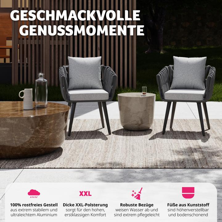 Produktbild tectake Stuhl Lugano im Rope-Design mit Aluminiumgestell
