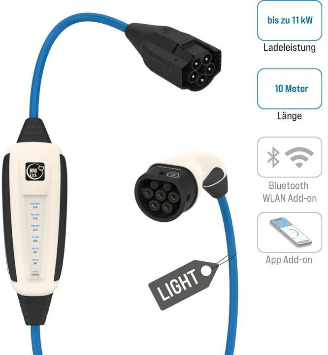 Produktbild NRGkick Mobile Wallbox 16A light 10m Pure (weiss, 11 kW, 10 Meter Kabel) (Typ 2, 11 kW, 16 A)