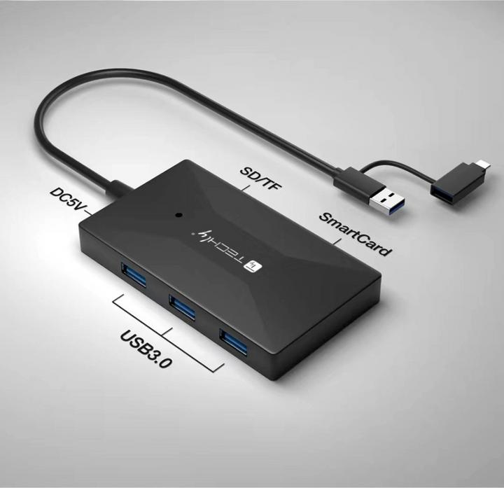 Techly Lettore multi-card e HUB USB-A/C (Tipo-B)