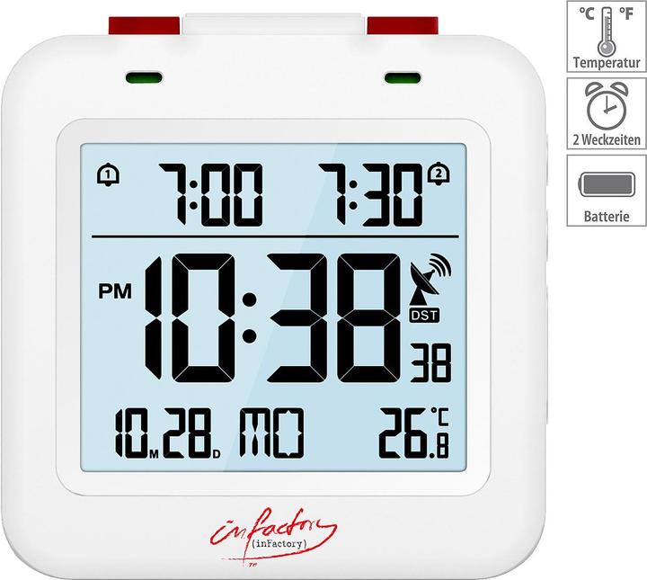 Image du produit Infactory Réveil radioguidé numérique de voyage avec thermomètre & double alarme