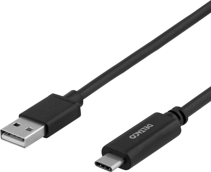Deltaco USB2.0 cable Typ A - C 1m black (1 m, USB 2.0, 10 W)