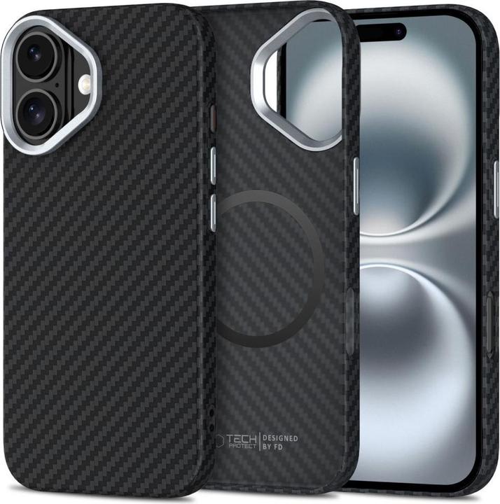 Actual product image 4Kom Ion Carbon MagSafe iPhone 16 Case - Black/Grey (Apple iPhone 16)