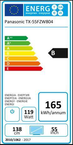 Energy Label Panasonic TX-55FZW804 (55", OLED, 4K, 2018)