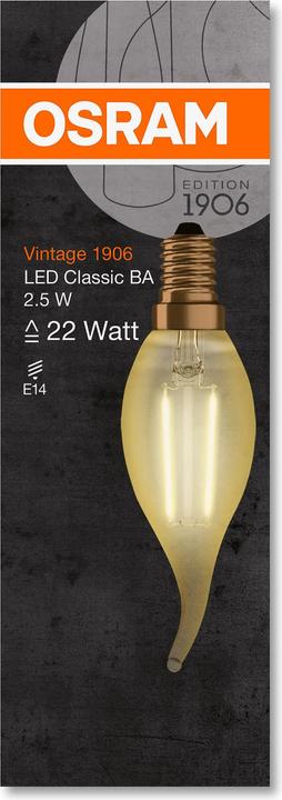 Image du produit Osram millésime 1906 (E14, 2.50 W, 220 lm, 1 x, F)