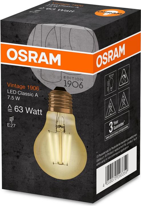Produktbild Osram Vintage 1906 Led Classic A (E27, 8 W, 950 lm, 1 x, E)
