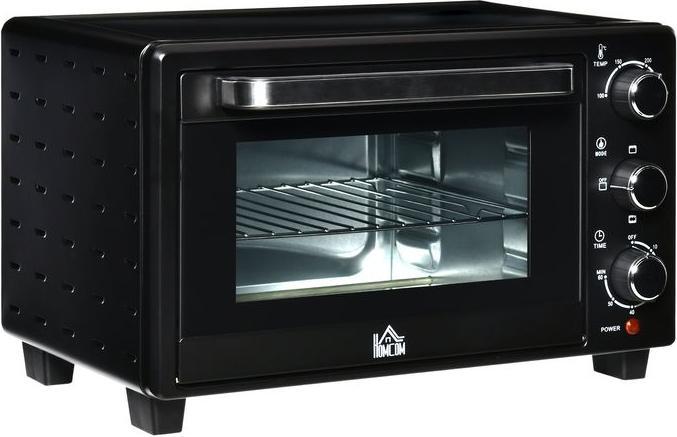 Swisshandel24 Minibackofen 21L mit 1 Drahtgestell und 1 Backblech 3 Kochmodi 100°C-230°C 1400W Metall Edelstahl Gl