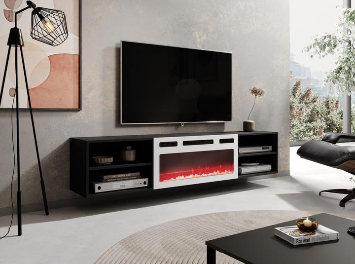 Image du produit Cama RTV Armoire POLO 180x33x39 noir + cheminée blanc