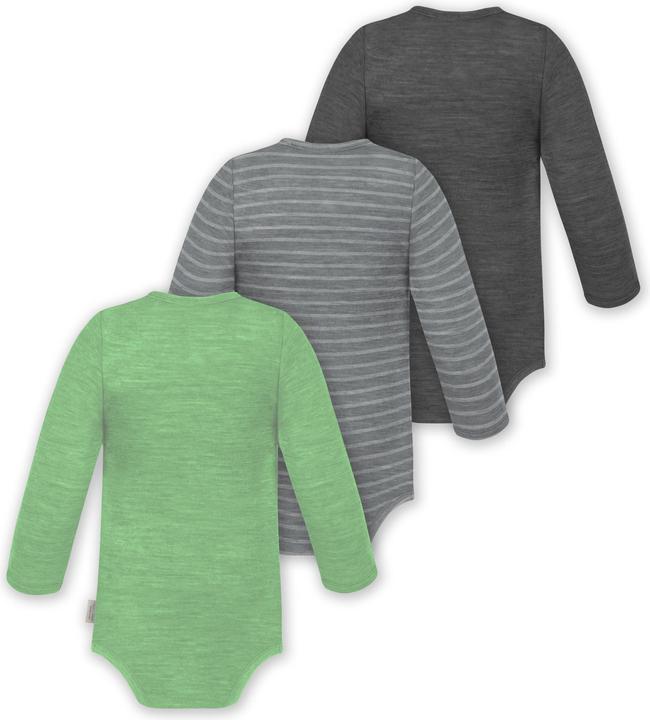 Actual product image Normani 3-pack baby merino bodysuit long sleeve "Auckland" - 9375 (56)
